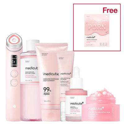 PDRN Pink Glow Home Aesthetic Full Set - Medicube AGE-R Booster Pro Pink + Complete PDRN Skincare Routine