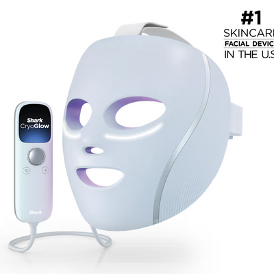 Shark CryoGlow LED Face Mask - Red, Blue & Infrared Light Therapy with Under-Eye Cooling